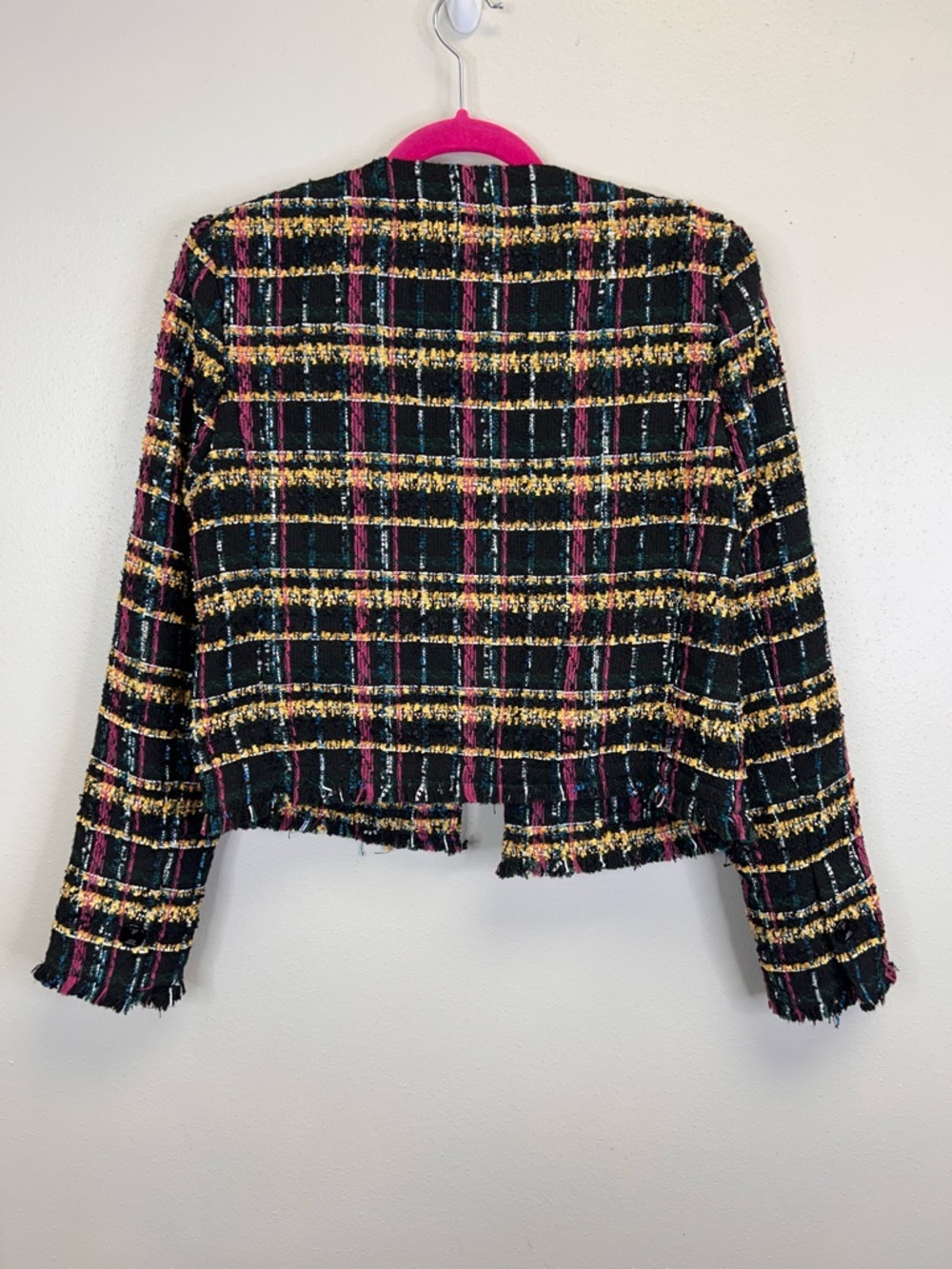 Karl Lagerfeld Multicolor Tweed Cropped Blazer Size 4 Luxury Designer Career - Picture 11 of 15